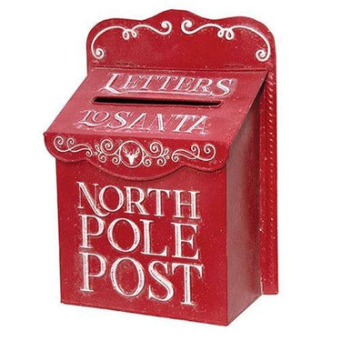 Distressed Red Metal North Pole Post Box - The Fox Decor